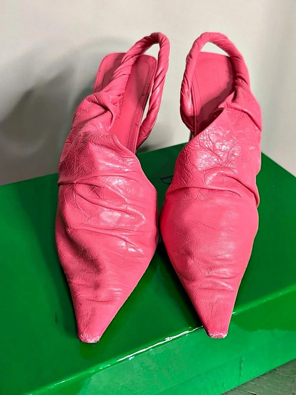 BOTTEGA VENETA The Point Leather Slingback Pump Pink